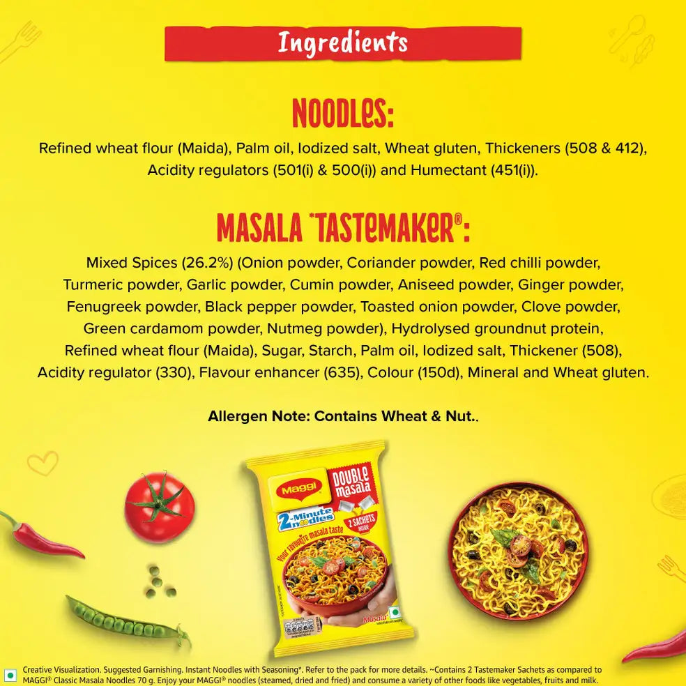 Maggi double masala noodles instant vegetarian(95)g